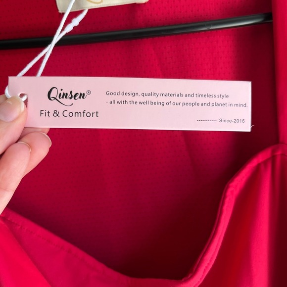 Red Sleeveless Dress Qinsen Mini Square Neck Bodycon Party Cocktail Size Medium - Picture 4 of 9